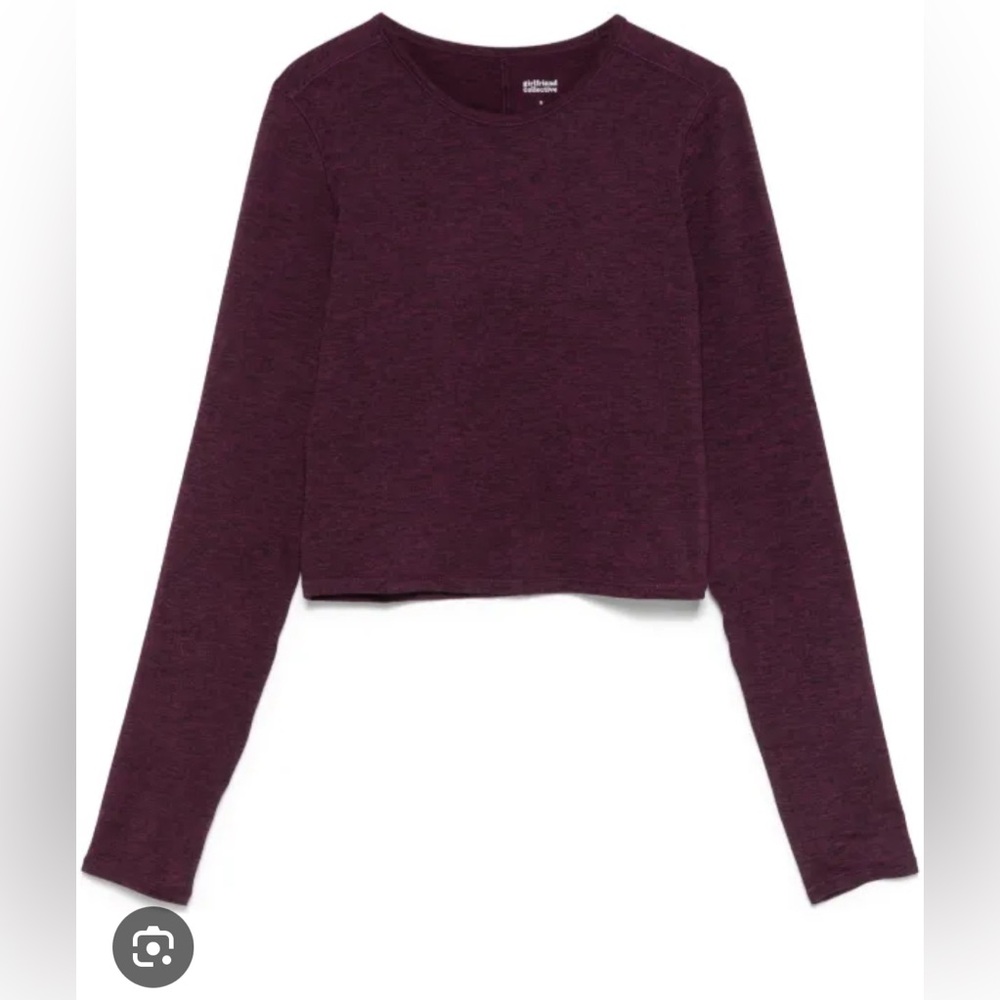 Girlfriend Collective Reset Lift Crop Long Sleeve Top Plum M Medium